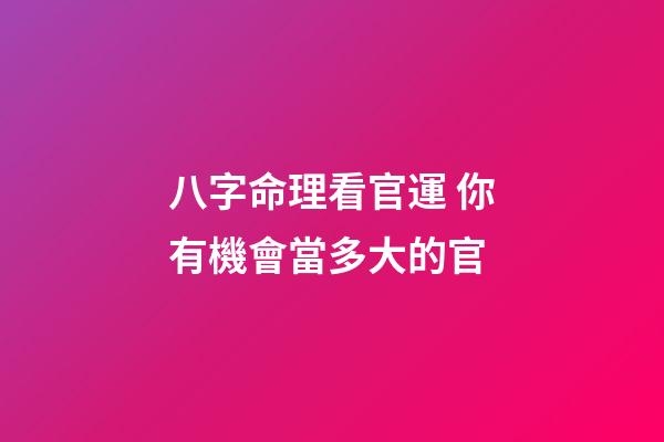 八字命理看官運 你有機會當多大的官